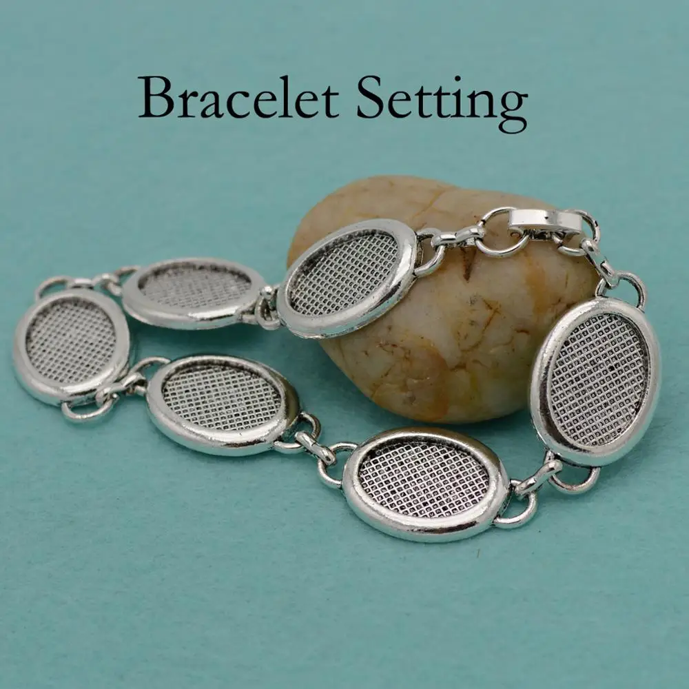 Заготовка для браслета 13x18 мм лоток овальное гнездо камня Безель ручной работы