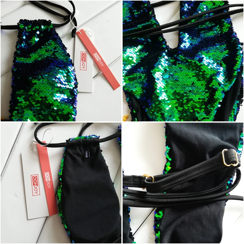 Новинка градиентный купальный костюм с блестками Женский цельный открытой