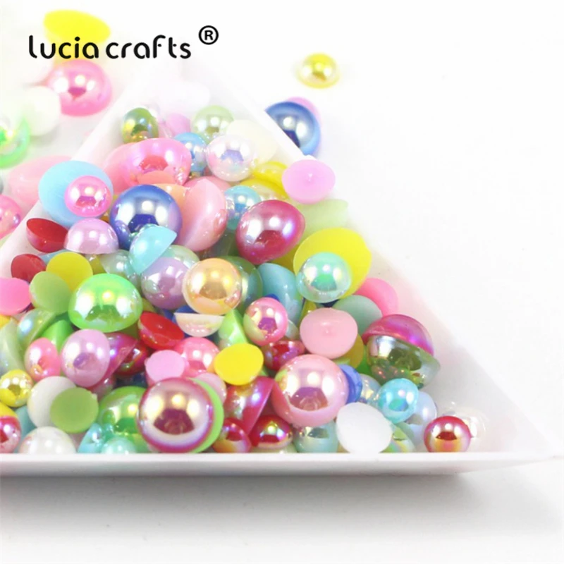 Lucia crafts 4 8 мм Разноцветные полукруглые Пришивные АВ жемчуг стразы DIY Аксессуары 20