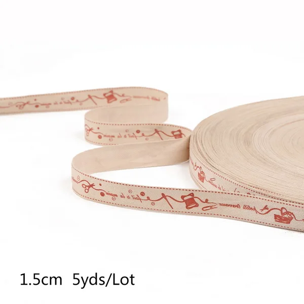 Style 8 15mm 5 ярдов/партия 10 мм/15 мм/20 мм/25 мм/30 мм мульти вариант "Hand made" дизайн печатных хлопчатобумажных лент для DIY шитья и упаковки аксессуаров - Цвет: Style 8 15mm