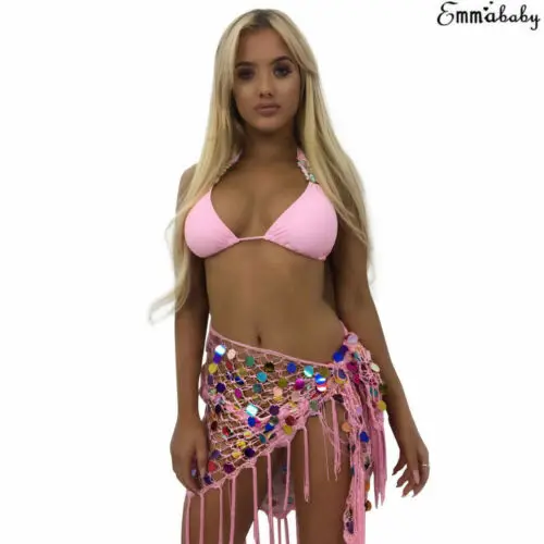 Женская шифоновая юбка для танца живота Пляжная накидка с кисточками | одежда