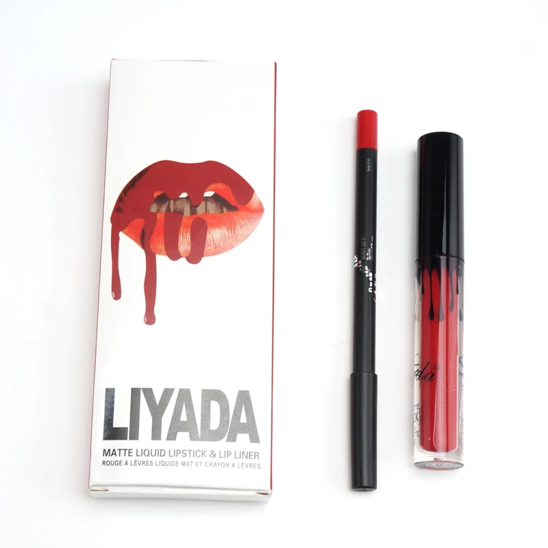 Новый бренд Губная помада Губ + Макияж комплект Водонепроницаемый жидкости Блеск