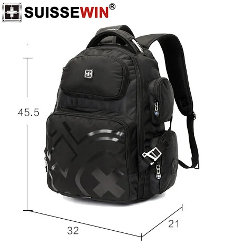 Нейлоновый рюкзак для ноутбука 17 дюймов черный вместительный водонепроницаемый