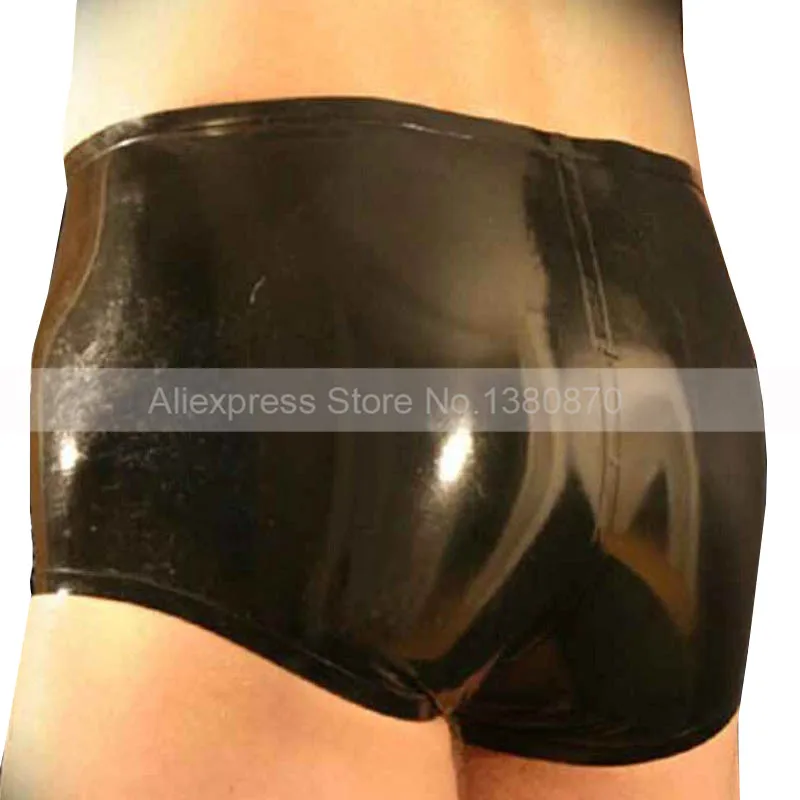 

Solid Black Male Rubber Boxer Shorts Men Panties Underwear S-LPM088