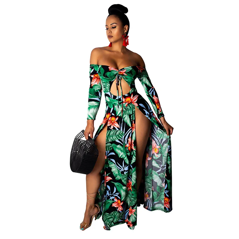 Женское платье с открытыми плечами Aphrodite длинное макси в африканском стиле