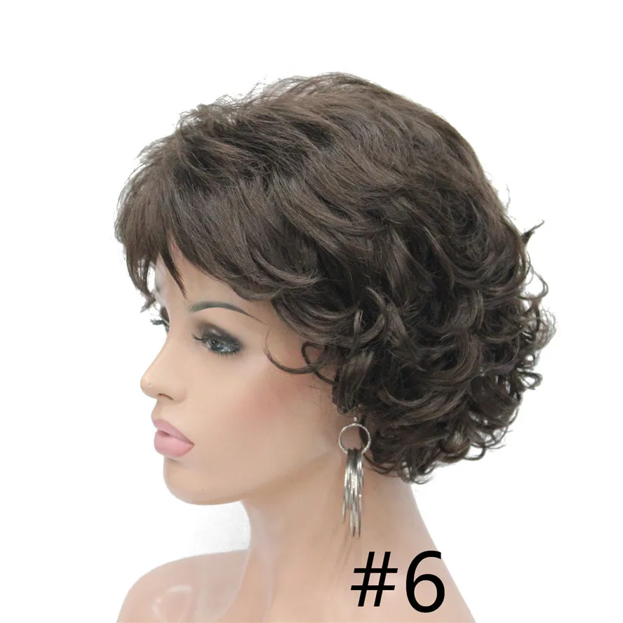 StrongBeauty женский короткий парик темно-коричневый/серебристый натуральный кудрявый парик синтетические парики