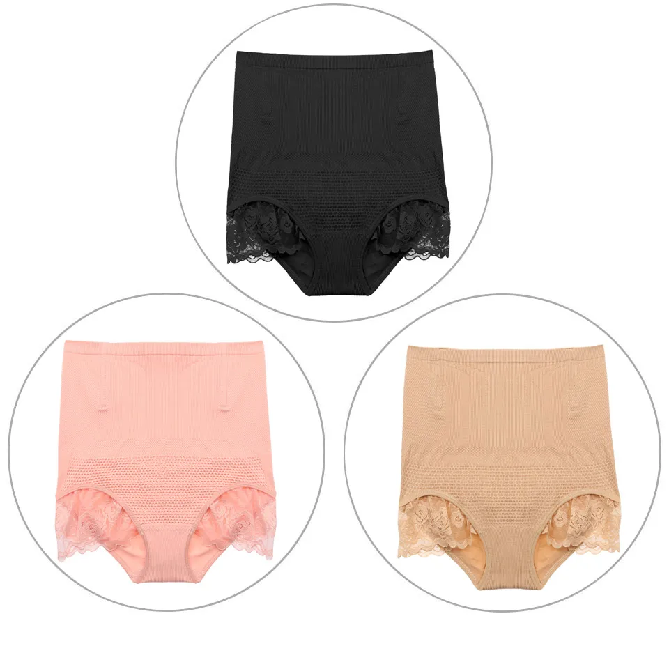 Black Pink Khaki 3 шт./лот, трусы с высокой талией, подтягивающие ягодицы, редукторы и корректирующие трусы для женщин, увеличивающие бедра, талия, подтягивающие ягодицы, кружевные трусики - Цвет: Black Pink Khaki
