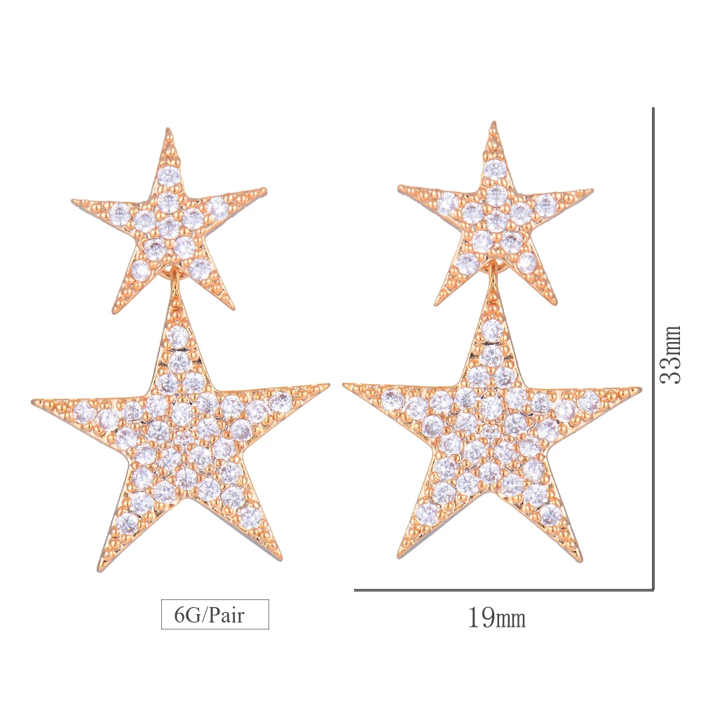 

SisCathy Luxury Full CZ Earrings Stars Pendant Classic Cubic Zirconia Women Earrings Prom Party Ear Jewelry Accessories