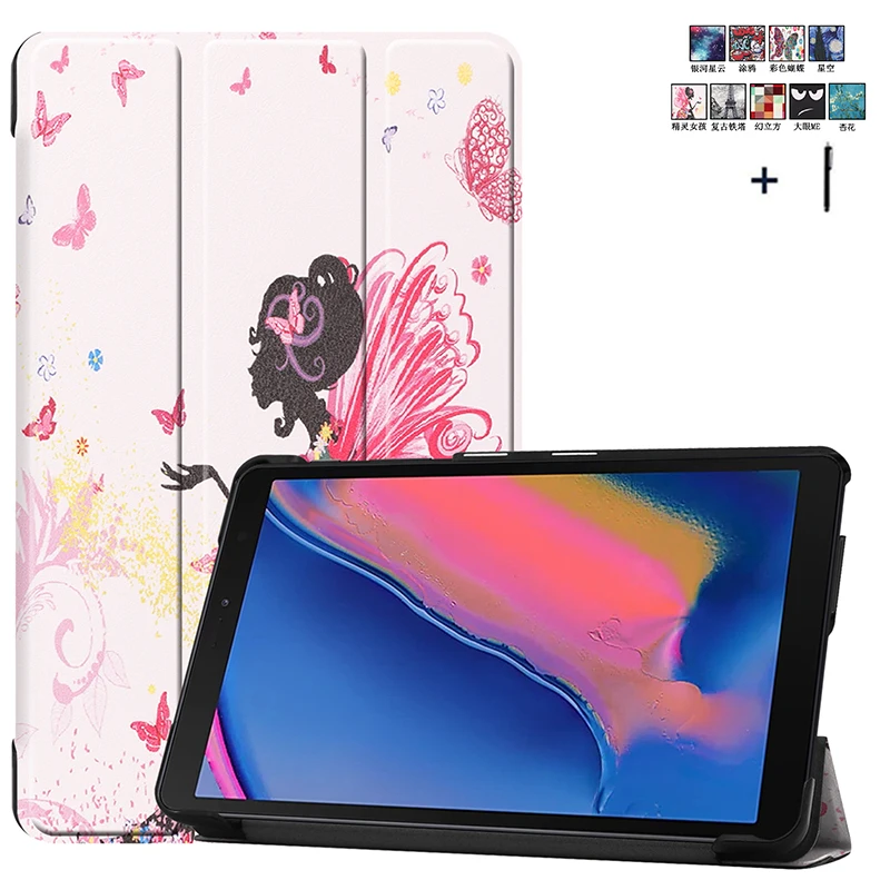 Чехол с рисунком для Samsung Galaxy Tab A 8 0 ручкой 4G SM P200 Магнитный флип чехол из