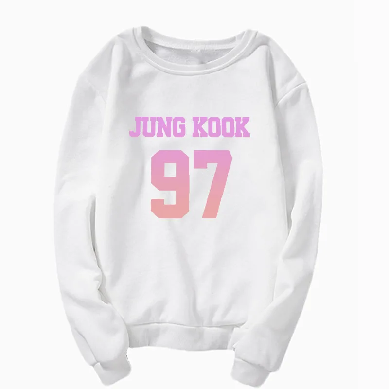 Kpop Beyond The Scene Jungkook97 Вдохновленный черно-белый пуловер с капюшоном Женская
