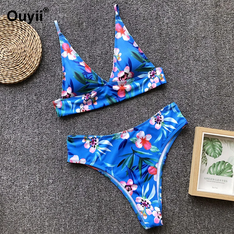 Женский сексуальный бикини лето 2019 купальник с цветным принтом новый из двух