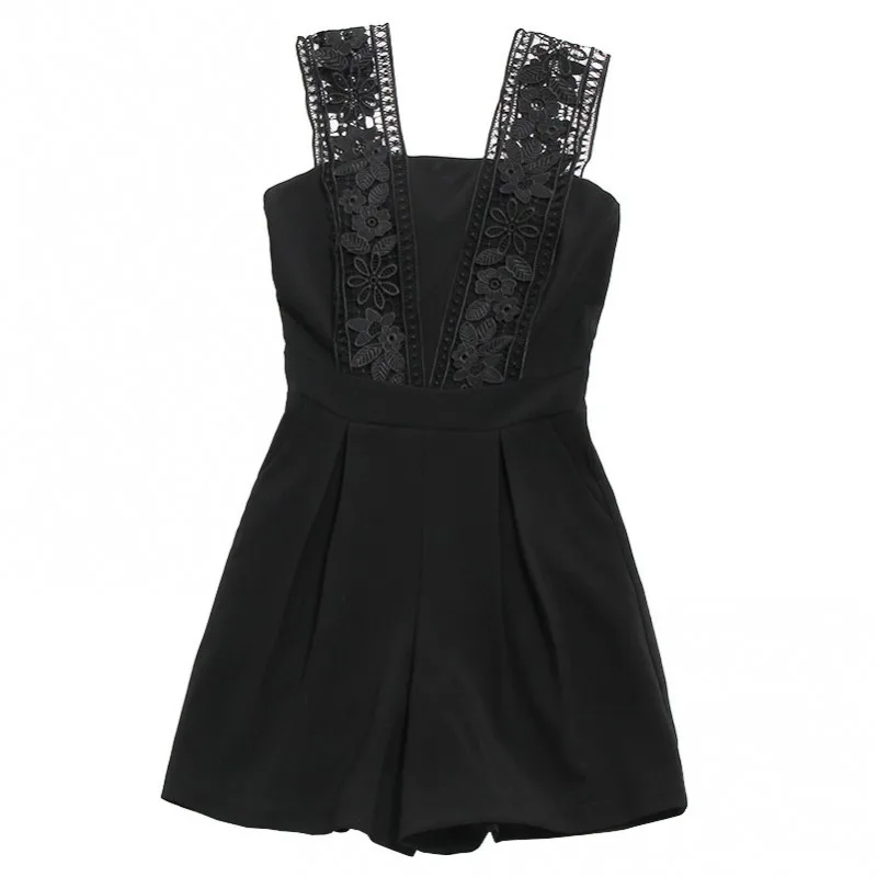 

Jumpsuit Woman New Lace Sling One Piece Backless High Waist Short Playsuit Casual Summer Female White Sleeveless Jumpsuit