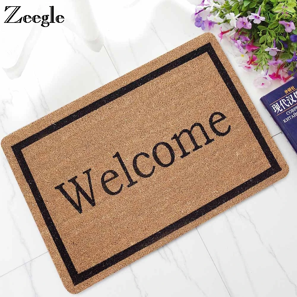 

Zeegle Welcome Mats Rubber Entrance Doormat Outdoor Rugs Non-slip Floor Mat Bathroom Carpet Hallway Rug Kitchen Area Rug Doormat