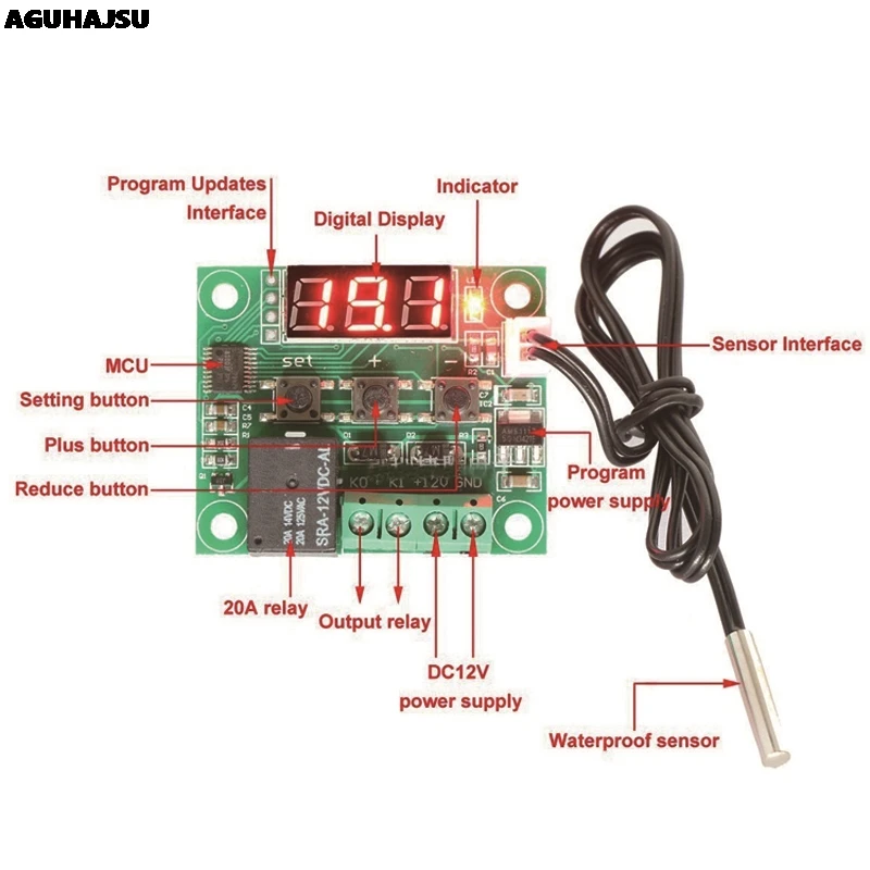 1 шт. W1209 DC 12V Температура отопления охлаждения Термостат Регулятор температуры