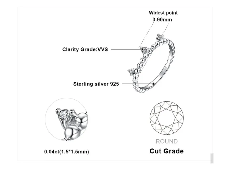 Jewelrypalace 3 Камня Кубического Циркония stackable круглый шарик кольцо стерлингового серебра 925 для Для женщин Ювелирные украшения Обручальное кольцо
