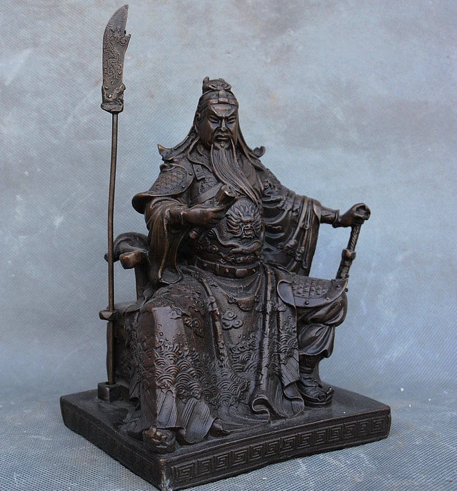 Китайские медные статуи Guan Gong Yu Warrior God Kwan Kung Pavilion Ares из чистой бронзы|Статуи и