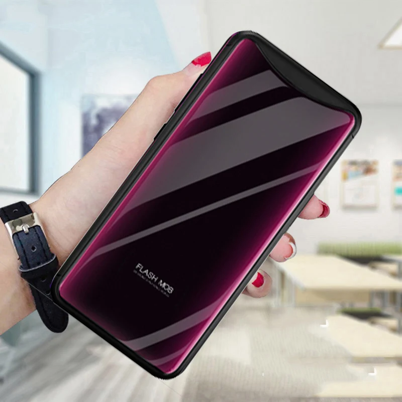 Цвет, закаленное стекло для OPPO Find X, чехол, бордовый, красный цвет, для OPPO FindX, Защитные Чехлы, голубой цвет, оболочка