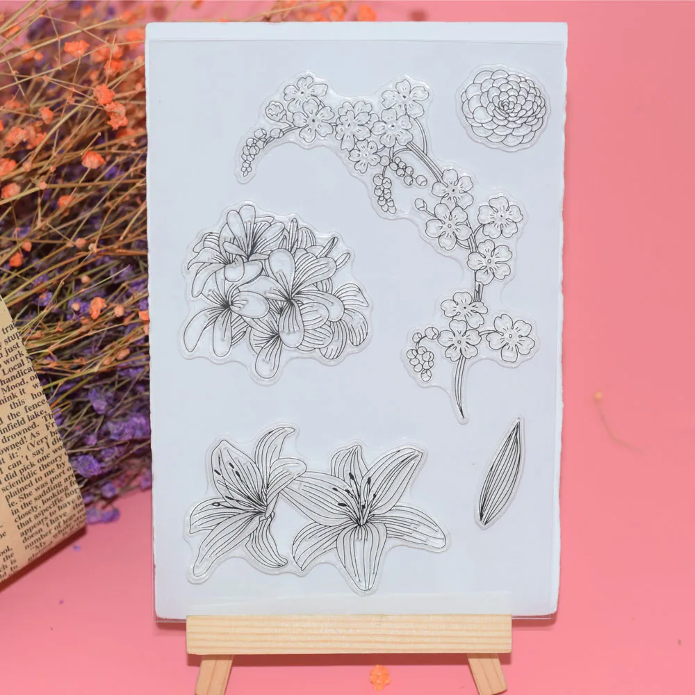 Flower Transparent Silicone Rubber Clear Stamps Scrapbooking Decor Embossing DIY Craft | Канцтовары для офиса и дома