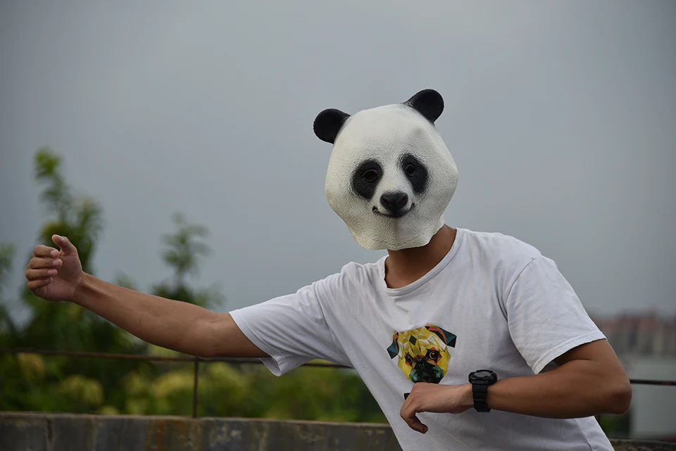 Хэллоуин панда Латексная Маска Новинка Костюм для вечеринки маскарадные маски