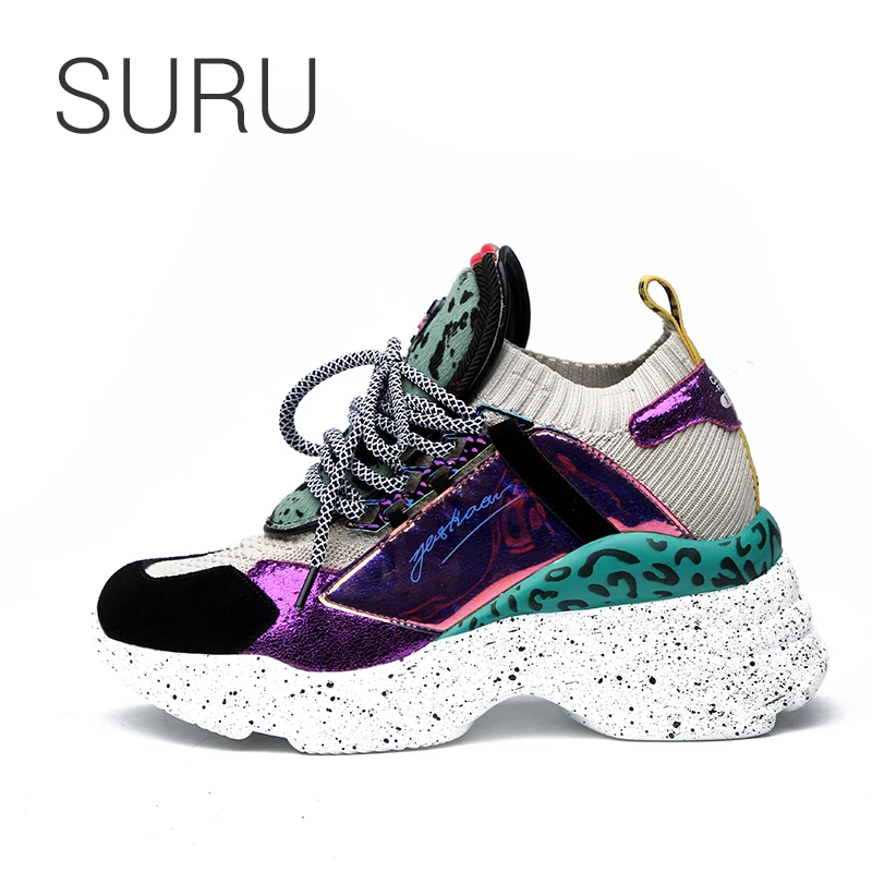 SURU/женские легкие кроссовки из искусственной кожи на плоской платформе