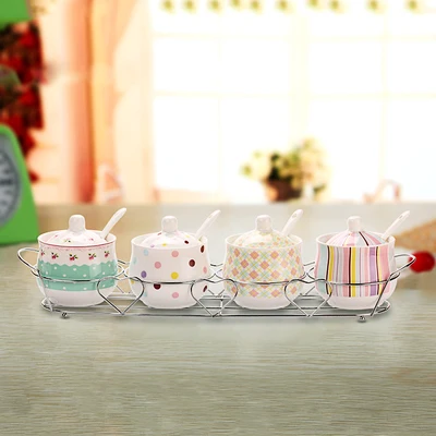 Сахарница в цветочном стиле с енотовым пингвином и обезьяной 4 1 Набор для соли