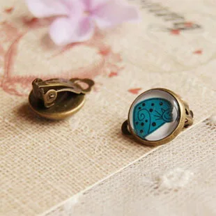 Красивая синяя прищепка в форме кошки серьги без пирсинга для детей