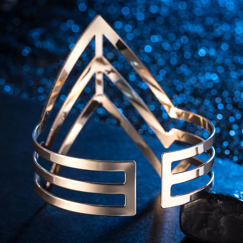 Браслет на руку золотой браслет запястье женский мужской широкий треугольный