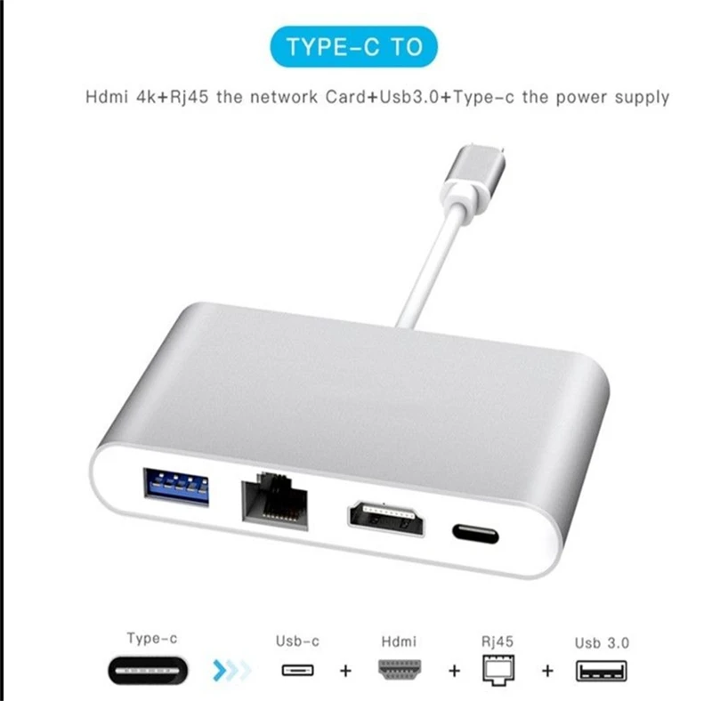 Тип C 3 1 к HDMI 4K Gigabit Ethernet RJ45 1000 м с PD USB3.0 концентратор конвертер для Macbook Pro Samsung S10 S9 S8
