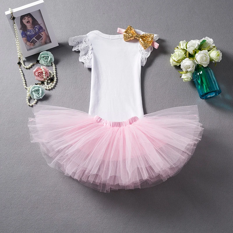 Vestido/Вечерние Платья с цветочным принтом для маленьких девочек на один год; одежда для крещения; платье принцессы; платье-пачка для маленьких девочек