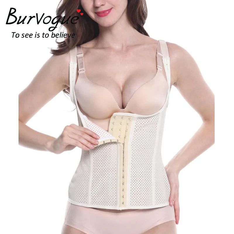 Фото Пояс для талии Burvogue, латексные корсеты со стальными косточками, корсет под грудью, дышащий моделирующий корсет №4