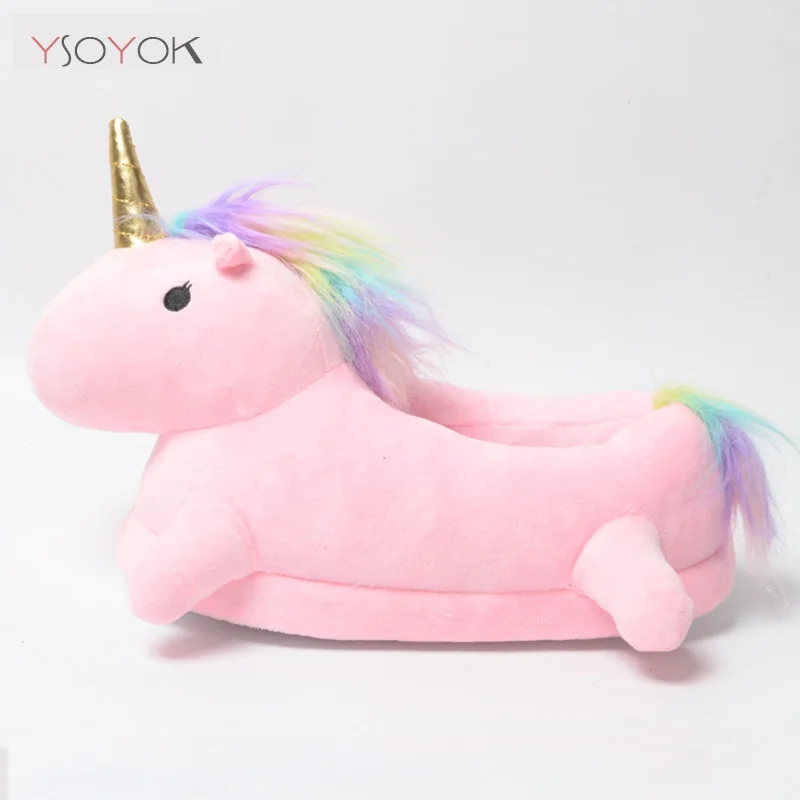 Тапочки с единорогом для мальчиков и девочек зима 2020 домашние тапочки Белая