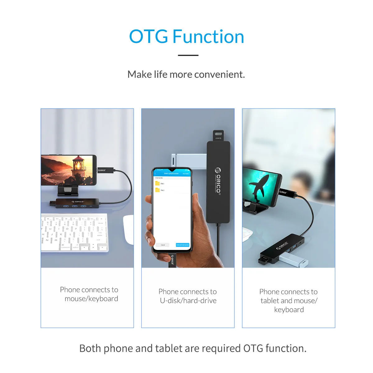ORICO USB3.0 концентратор 5 Гбит/с 4 порта Мульти USB разветвитель OTG адаптер с интерфейсом питания для ПК MacBook ноутбук планшет компьютер