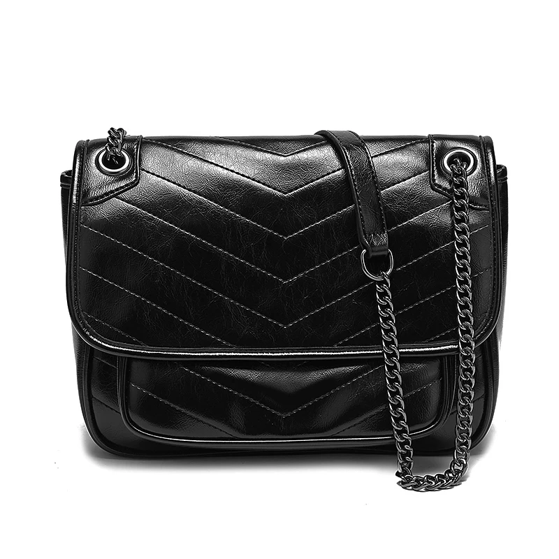 Сумки через плечо для женщин 2019 черная кожаная дизайнерская модная женская сумка
