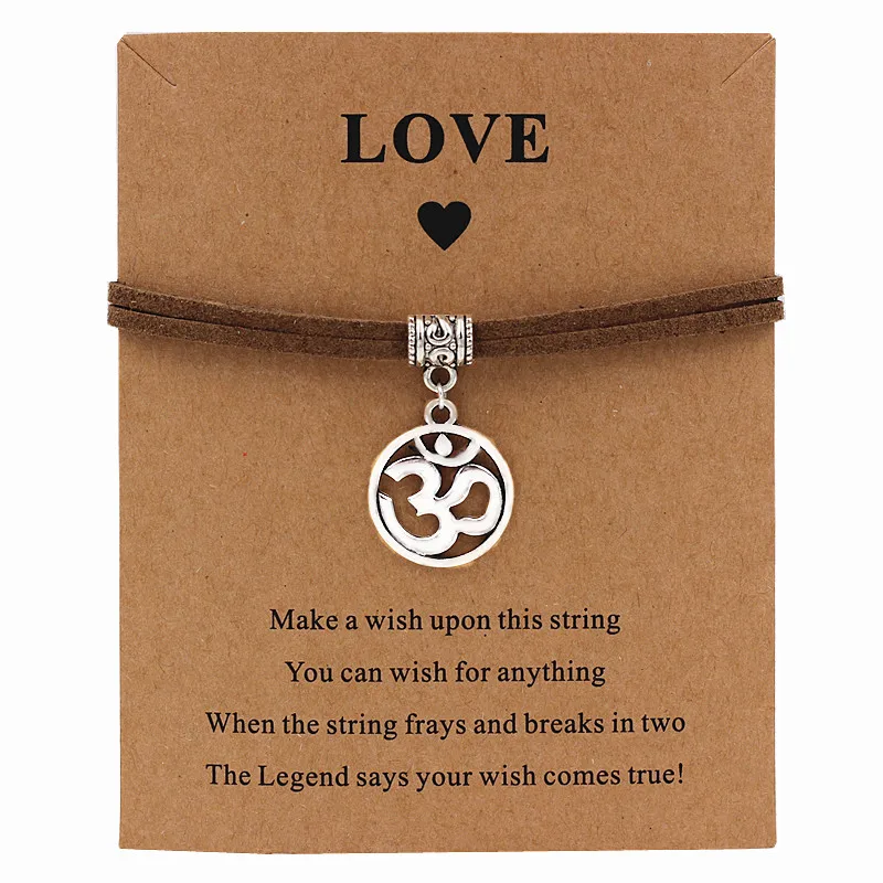 Браслет с подвесом и надписью Wish Card браслет для йоги регулируемое ювелирное