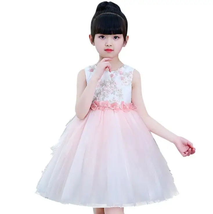 2018 летнее платье для девочек кружевное принцессы с аппликацией вечерние