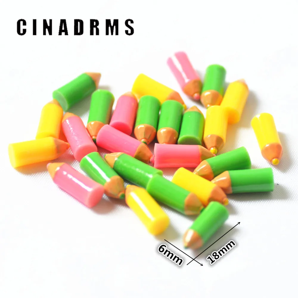 6*18 мм смолы красочный карандаш миниатюрный обратно в школу embelishments D.I.Y flatback