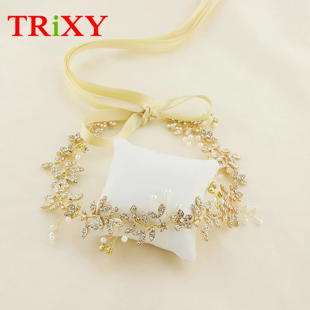 TRiXY H89 горный хрусталь свадебное с жемчужными бусинами аксессуары для волос Флора