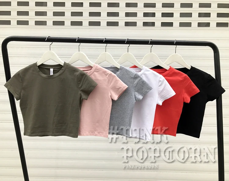 Женские Базовые укороченные топы футболки с коротким рукавом женские брендовые Новые повседневные футболки летние женские футболки милый укороченный топ