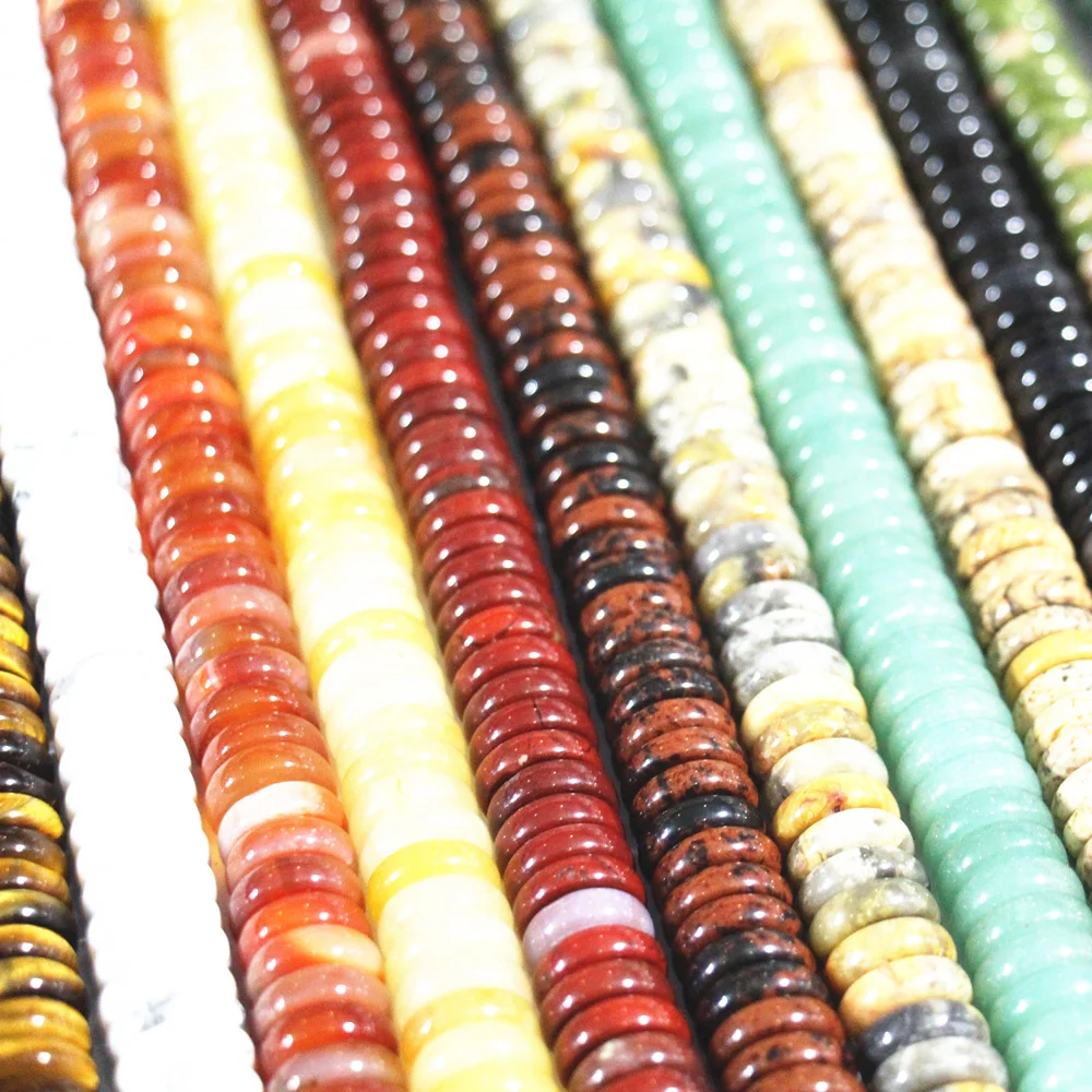 Лидер продаж 2018 модные плоские круглые бусины из натурального камня для