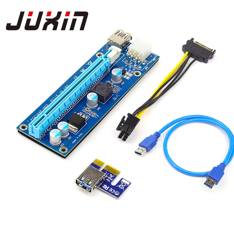 

2017 New 60cm PCI Express Riser Card PCI-E 1x to 16x extender with USB 3.0 data Cable+SATA to 6Pin IDE Molex Power Supply