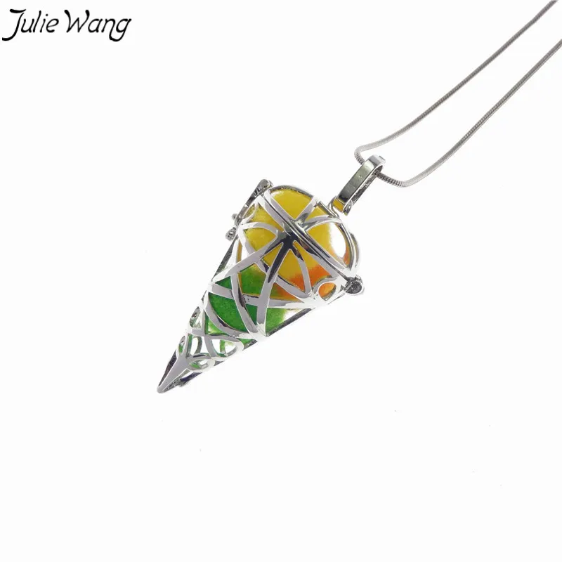 Julie Wang 1 шт. яркий серебристый кулон в виде сосудов открывающийся клетка медь