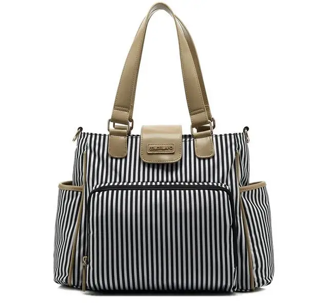 black stripe Colorland Мумия сумка натуральная кожаная сумка для пелёнок для мамочек для ухода за ребенком подгузник сумка большая женская сумка-мессенджер Зеленая лесная Флора - Цвет: black stripe