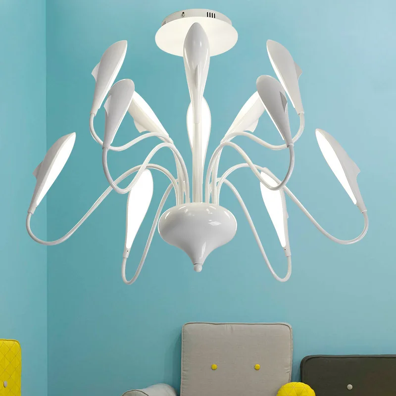 108 ВТ современная светодиодная большая белая металлическая люстра 12 огней для