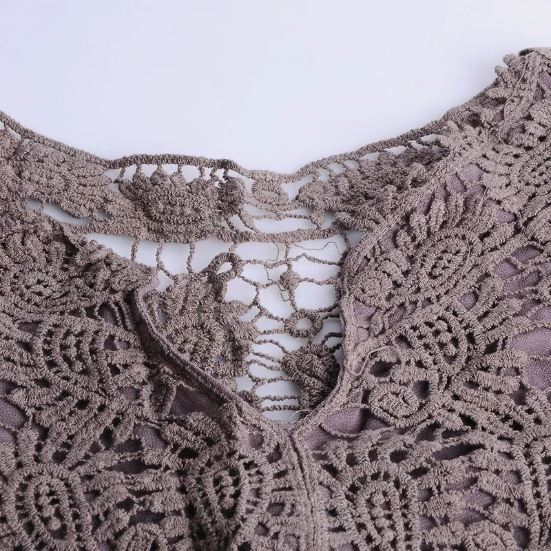 2018 Сексуальное Женское кружевное ажурное пляжное платье Vestido свободное белое