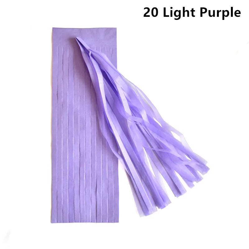 20 light purple 5 шт. 14 дюймов гирлянда из папиросной бумаги с кистями для свадебного украшения Diy Висячие на день рождения Вечеринка Детский душ вечерние принадлежности 35 см - Цвет: 20 light purple