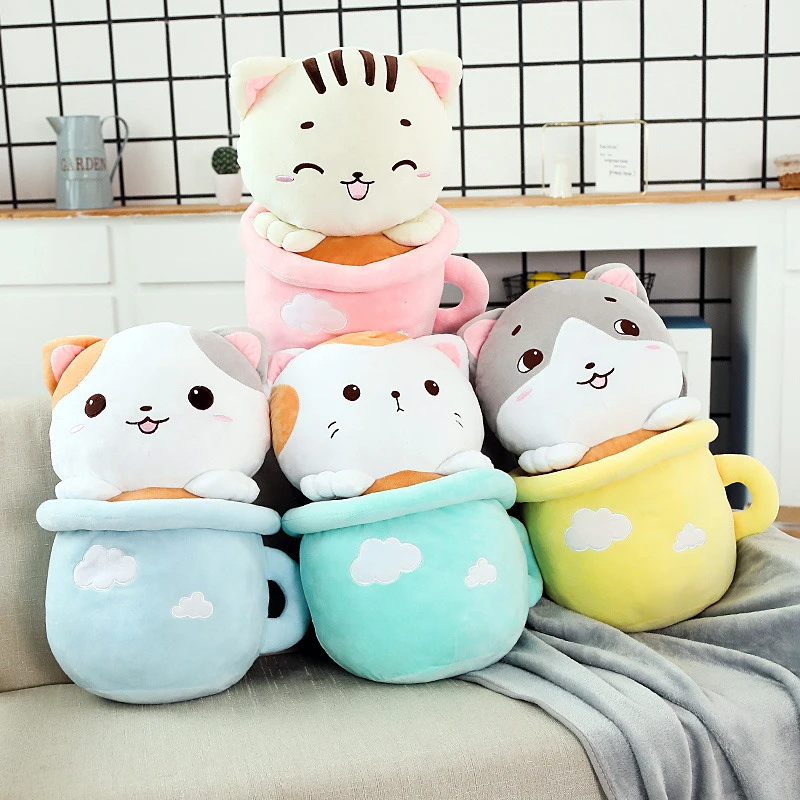 Плюшевая игрушка Candice guo мягкая кукла модель животного мультяшная чашка кошка