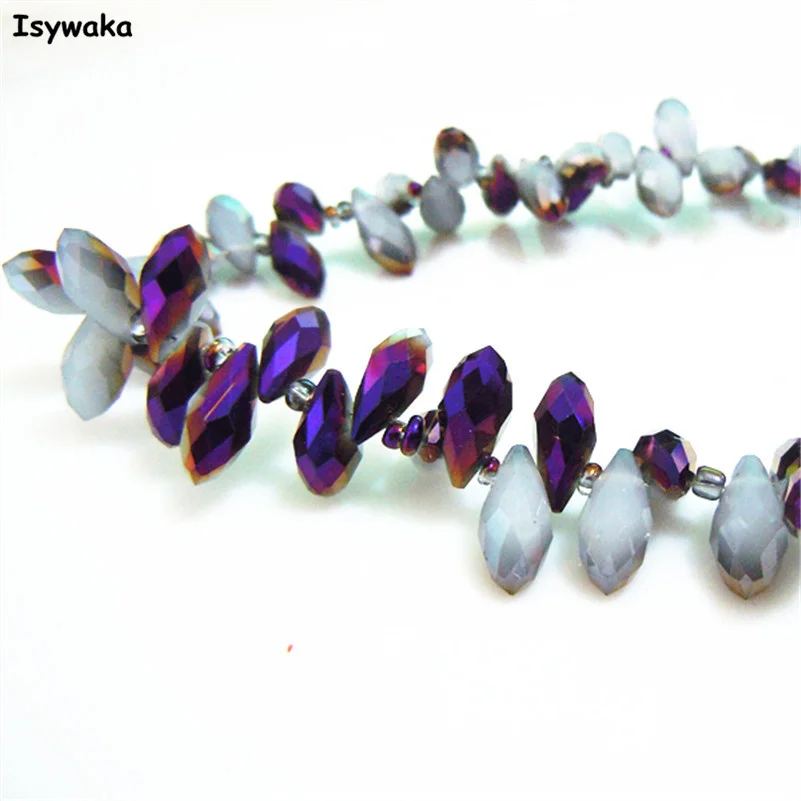 

100pcs 6*12mm Non-hyaline Half Purple Color Teardrop Austria Bead Crystal Beads DIY Glass Beads Loose Spacer Bead Jewelry Making