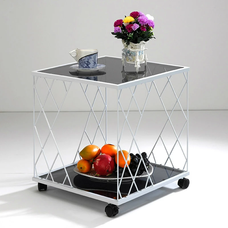 Стеклянный и металлический современный диван Маленький журнальный столик