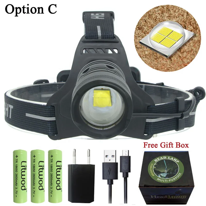 Litwod Z302808 светодиодный налобный фонарь CREE Xlamp XHP70.2 32 Вт высокомощный xhp50 светодиодный налобный фонарь 18650 фонарь - Испускаемый цвет: OPtion C