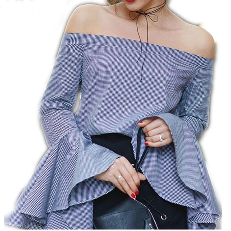 Повседневная рубашка в полоску блузка с рукавом виде листьев лотоса Женская